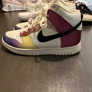 Nike dunk Sneakers in White, Purple, Yellow, Pink & Black